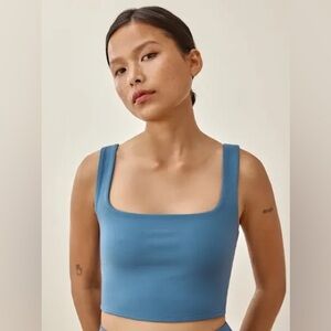Reformation Ivy Ecostretch Cropped Activewear Stretch Lounge Tank‎ Blue Medium